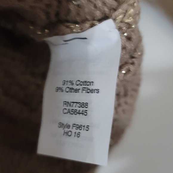 J. Crew Cable Knit Pullover Sweater Size‎ XS Honeycomb Metallic Neutral Cozy - Picture 7 of 8